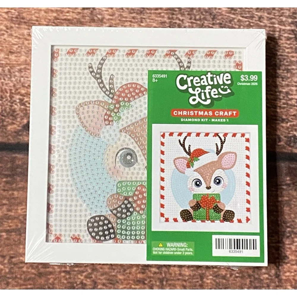 Deer with Present Square Diamond Painting Kit in Frame Hobby Lobby Creative Life